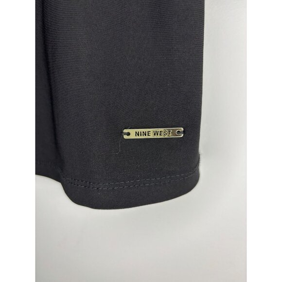 NINE WEST NEW Blouse Womens M Black Polka Dot Sheer Tie Short Slv Flowy - Picture 5 of 8